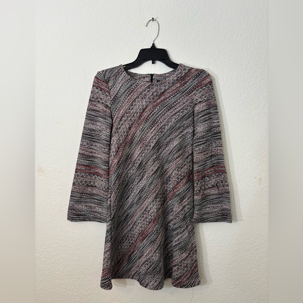 ZARA W&B Textured Knit Swing Dress Long Sleeve Women’s Size Small